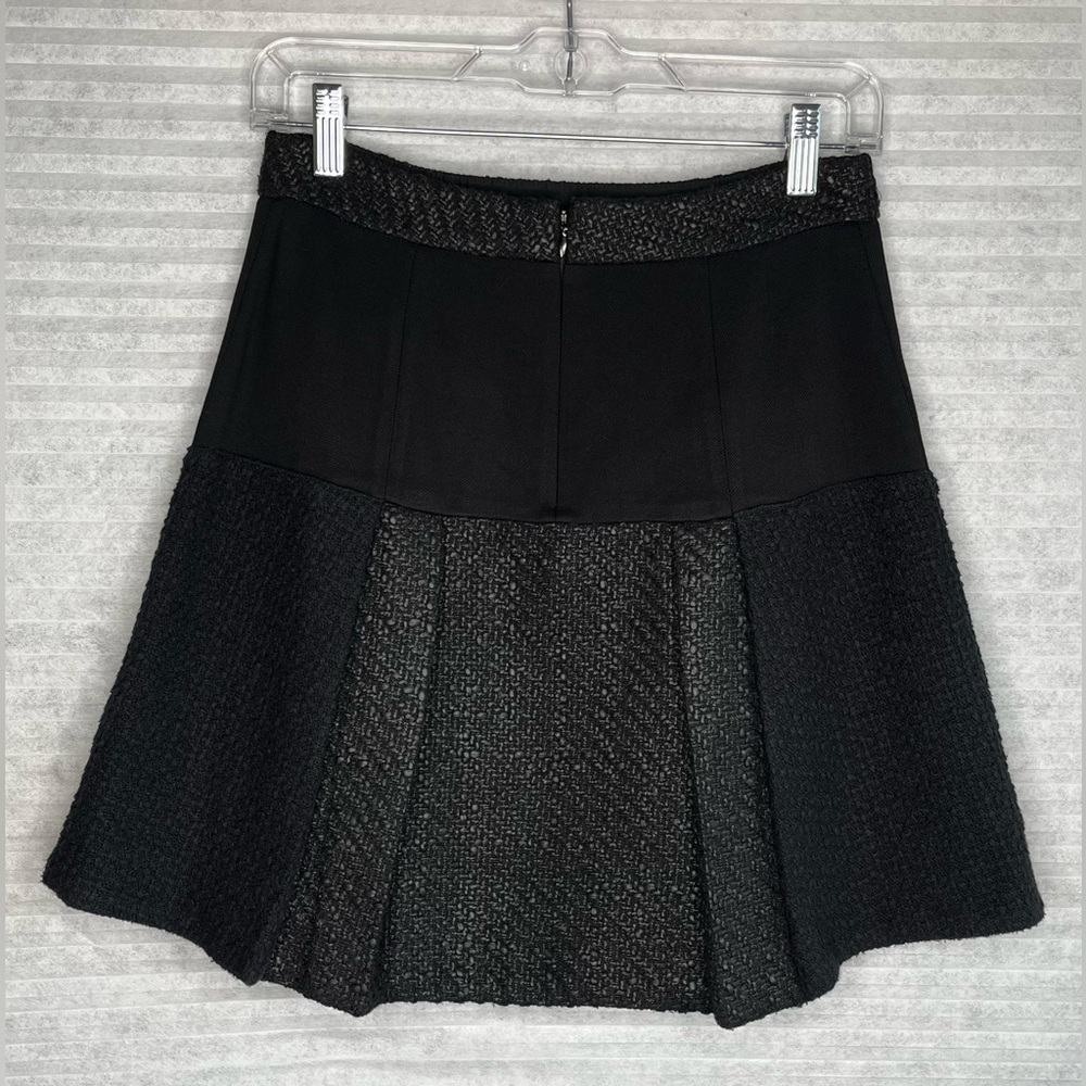 Rebecca Taylor Black Tweed Mini Skirt Size 0 Waist 27 - Picture 2 of 11